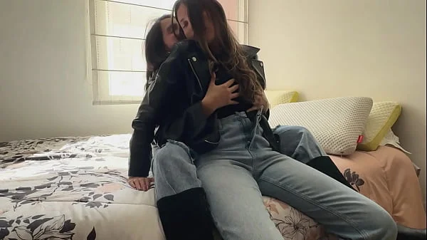 The two friends fuck in leather jackets
