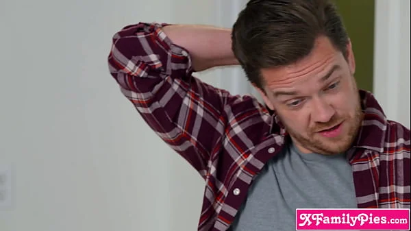 Teen stepdaughter Demi Hawks assists her huge cock stepdad