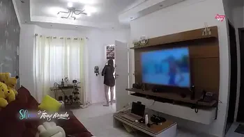 Hot wife Thay Ksada gets out of the shower and greets the delivery man in just a nightgown