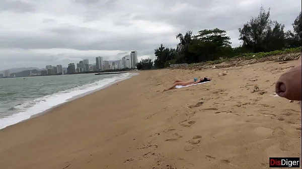 Babe Can I Cum On Your Tits? - Public Cock Flashing On The Beach