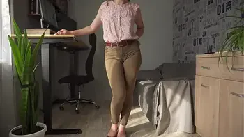 Naughty Colleague Showing Off Wedgie Pussy