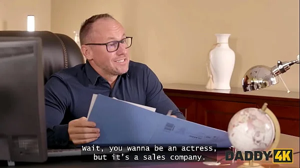 DADDY4K. Slutty blonde with natural tits has no rules and is fucking with her BF’s Daddy on the table