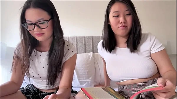 Asian Step Sisters Take Study Break - Uwu Tofu & Sakura - Family Therapy - Alex Adams