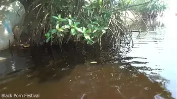 Hot skinny African village not even surprised to get fuck unexpectedly while she was bathing outdoor in the forrest