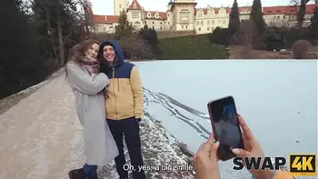 SWAP4K. A Sunday walk ended up as having a hot girl with in our bed, it was her first threesome