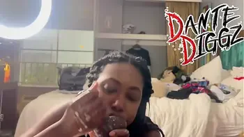 2 Ebony Baddies Have A Dick Sucking Contest On Each Other Boy Friends