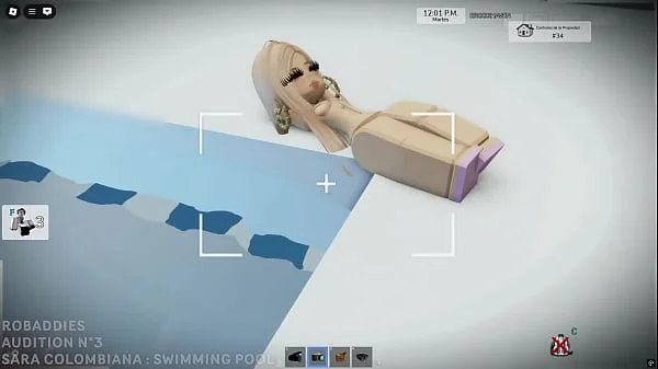 ROBADDIES - AUDITION N°3 - SARA HOT COLOMBIAN GIRL GIVES A BLOWJOB IN THE SWIMMING POOL