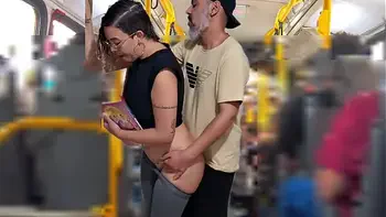 Slutty Student Gets Cumshot in Public on the Bus