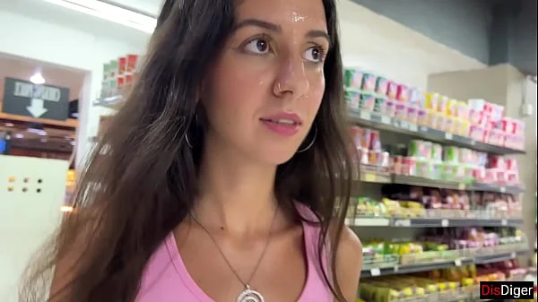 Cumwalk in Public Supermarket - Facial Fetish Outdoor Blowjob