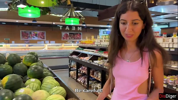 Cumwalk in Public Supermarket - Facial Fetish Outdoor Blowjob