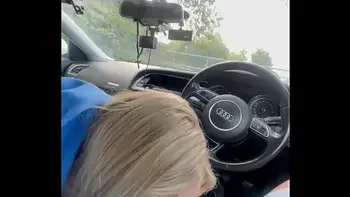 Step mom young make the best blowjob in public/car
