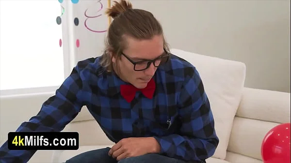 Geek stepsons special birthday gift is a hot and tight pussy provided by stepmom