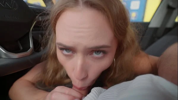 My hot stepmother sucks my cock in the supermarket car park while we wait for my step father