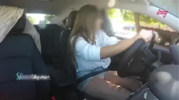 Hot wife without panties asking for directions and letting the stranger touch her