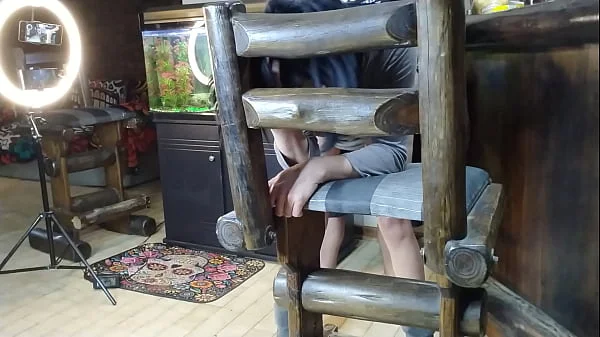 Stepbrothers jerking off while hot stepsis fucks dildo