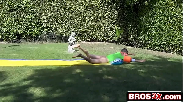 Watch This Bastard Slip His Dick Into His Hot Step-Mom on a Water Slide