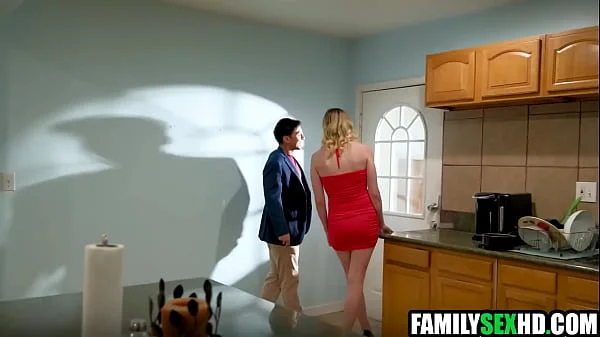 Stepmom joins stepson & his gf for threesome