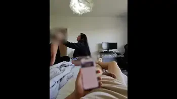 My step mom and I are getting ready for going out and my husband is relaxing and showing off his cock.