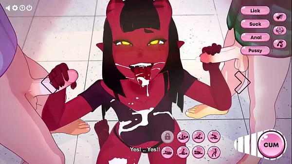 Animation bitch loves sex, at first she sucked off two guys, then allowed herself to be fucked by the third bully