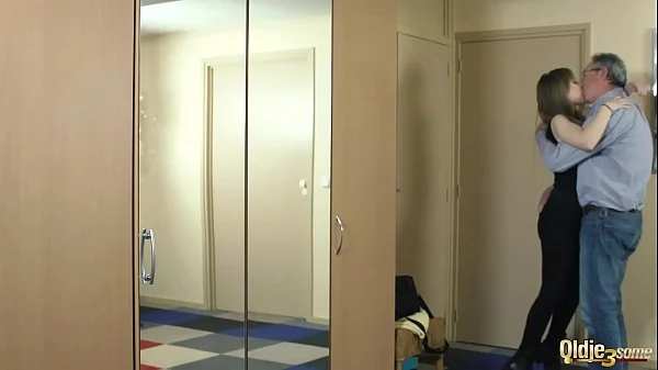 Mistress hides in the closet then joins in for hardcore threesome fuck with her bff and old guy that gets the best sex he ever had with 2 young tarts ready to blow his cock and swallow his cum