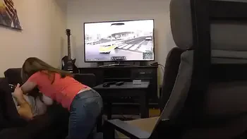 Sucked off Playing XBOX. Britney Swallows Gamer Blowjob & Big Swinging Tits