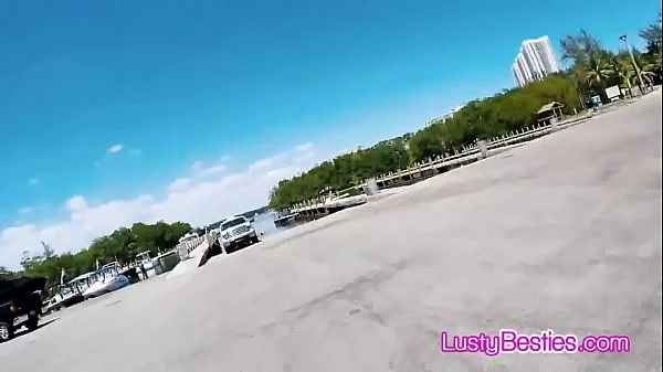 Drilling bikini teen pussies on a boat