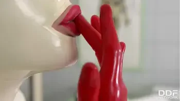 Busty Latex Lucy spanks her ass & fills her creamy pussy with clinic sex toy