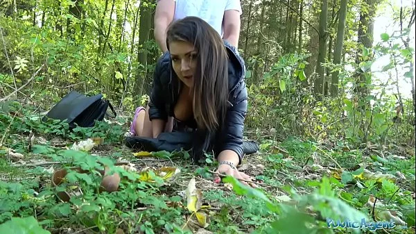 Public Agent Tight busty minx Czech pussy fucked doggystyle in forest