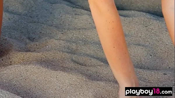 Behind the scenes with a nude surfer slut on the beach
