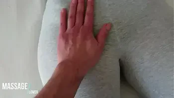 Touching her pussy in grey Yogapants