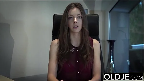 Teen open mouth cumshot and swallow after riding old man cock