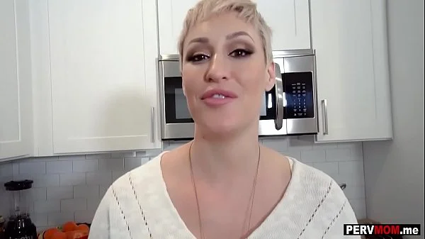 Nosey stepmom with short hair fucked in the kitchen