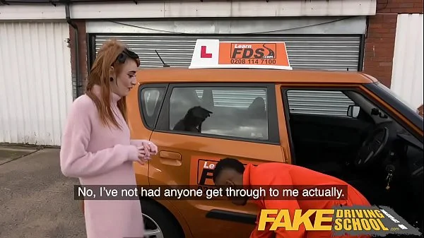 Fake Driving School Redhead horny minx quirts on mechanics big black cock