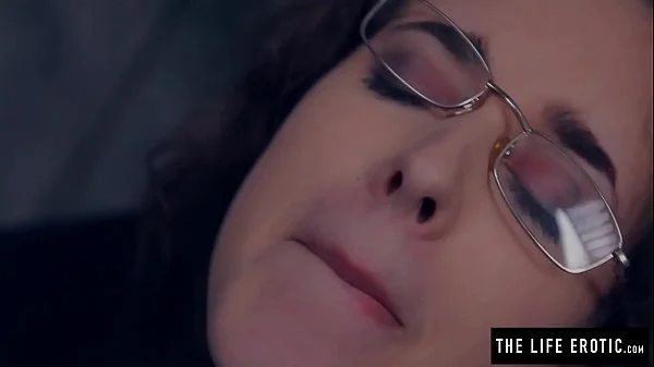 Angry girl in glasses with puffy nipples masturbates hard in the dirty alley