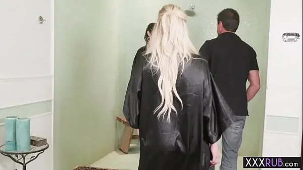 Big tits teens banged by a new client witjh big cock