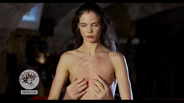 Thin slut gets her hair and nipples pulled