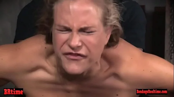 Restrained bondage babe spit roasted