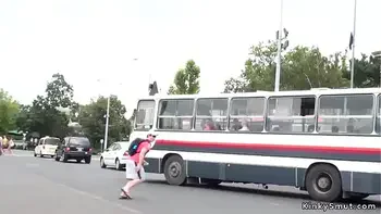 Euro slut fucks huge dick in public bus