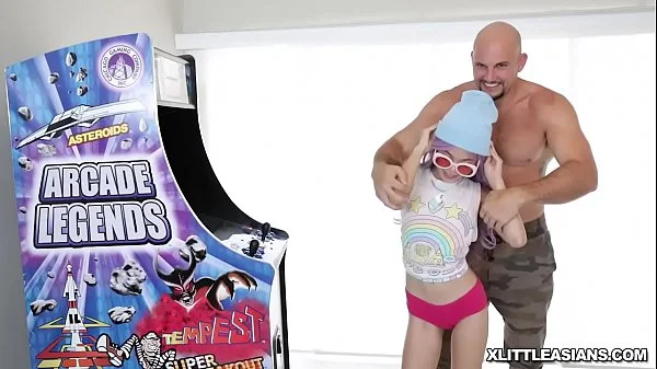 Tiny Asian teen getting fucked so hard in standing position by JMacs massive cock!