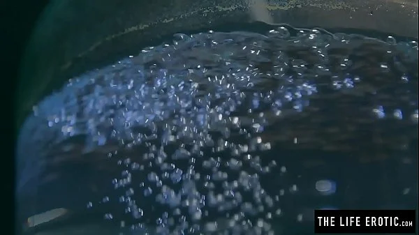 Puffy nippled beauty masturbates hard with honey and a cucumber