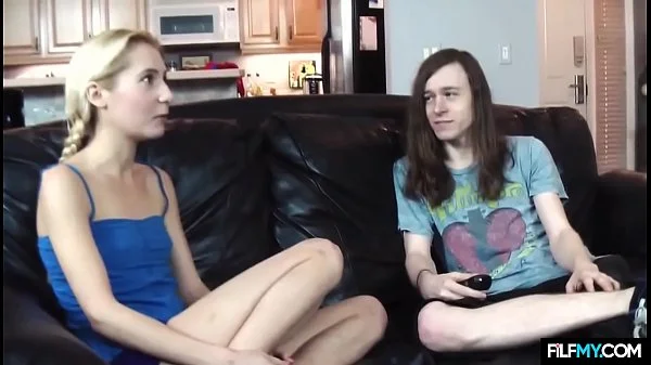 Little step sister teen wants to see her cock