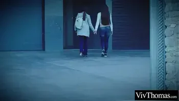 Lesbian brunettes explore each others shaved pussies