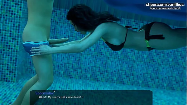 Hot underwater blowjob deepthroat from a gorgeous black-haired milf with a big ass and nice tits l My sexiest gameplay moments l Milfy City l Part #17