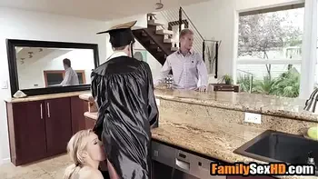 Stepmom rewards stepson with sex for graduating
