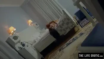 Puffy nippled milf masturbating at home through her wet panties