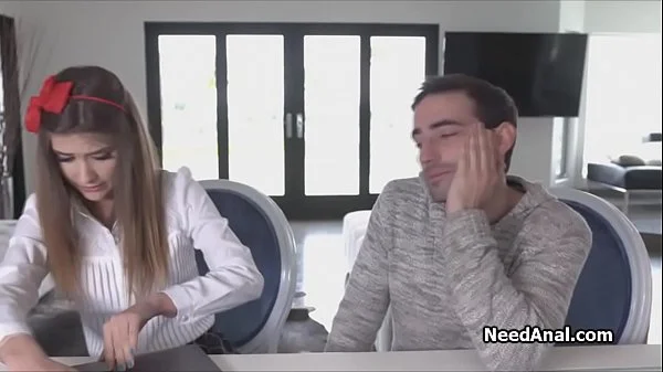 Filling up coeds tight ass on the couch