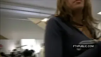 Busty teen in the mall