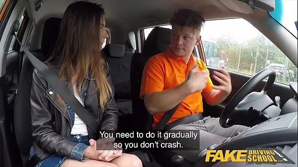 Fake Driving School Cute teen brunette pussy stretched