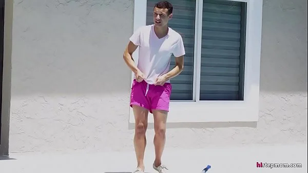 Horny StepMom Becky Bandini Catches StepSon Peeking at Pool and Fucks Him as Punishment