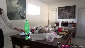 Hot step Mom Finds Young Stud 's Condoms And Shows Him How